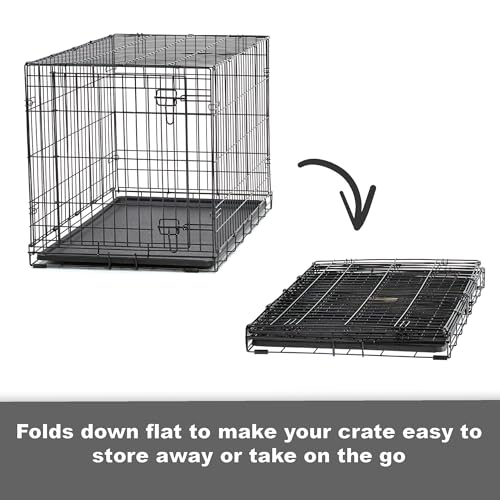 Midwest Homes for Pets 30-Inch New World Crate for Medium Breeds, 21-40 lbs, Double Door Folding Dog Crate, Leak-Proof Tray & Secure Latches, Portable, Durable & Easy to Assemble - size: 30.0"L x 19.0"W x 21.0"H