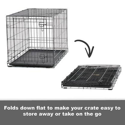 Midwest Homes for Pets 30-Inch New World Crate for Medium Breeds, 21-40 lbs, Double Door Folding Dog Crate, Leak-Proof Tray & Secure Latches, Portable, Durable & Easy to Assemble - size: 30.0"L x 19.0"W x 21.0"H