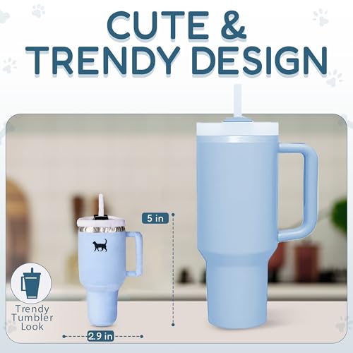 PUPROAR Kitty Cup Catnip Toy - Cute Cat Birthday Toy with Catnip & Crinkle, Funny Girly Kitten Gift (Chambray Blue) - color: Chambray Blue