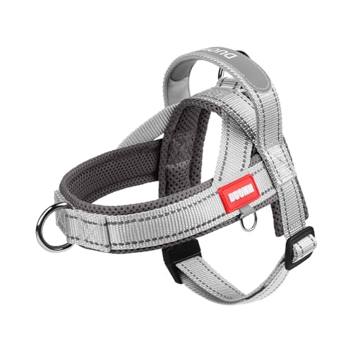 Dog Harness,No Pull Dog Harness, Adjustable Soft Harness with Breathable Mesh Padded, Reflective Lightweight Harness for Extra Small Medium Dogs Grey-S - color: Grey, size: S