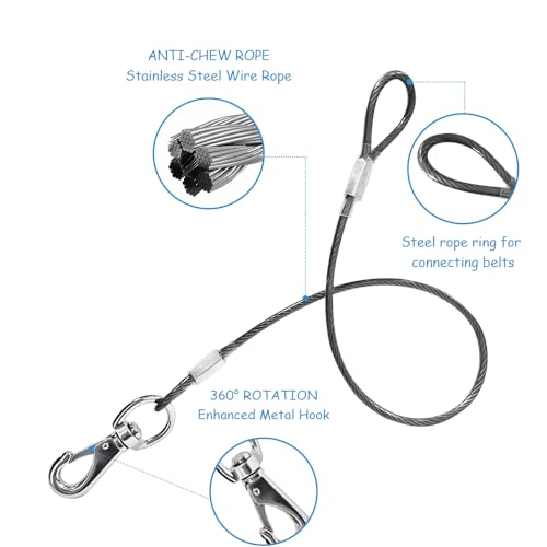 Chew Proof Dual Dog Leashes, 2Pack Extension Metal Cable Lead, No Tangle, Heavy Duty Dog Leash Extender for Collar & Harness (Black+Green, 20in/50cm) - color: Black+Green