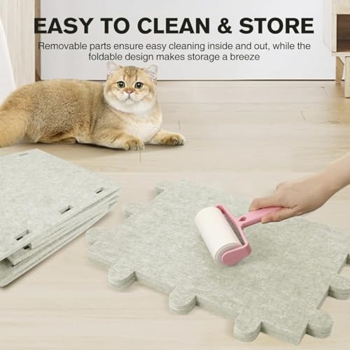 Cat House for Indoor Cats, Foldable Felt Cat Cave, Cat Hideaway, Cat Bed for Large & Multiple Cats, 23.6x15.8x11.8 inch, Cream - style: Camel