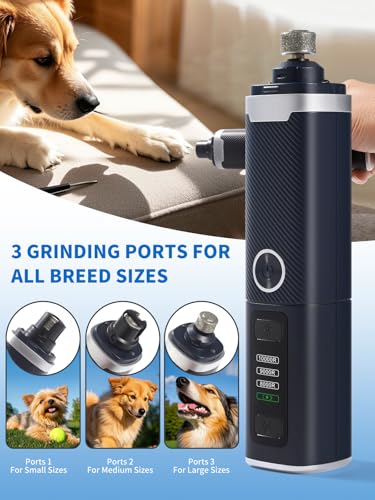 New Upgraded Dog Nail Grinder with LED Lights, 3-Speed Electric Rechargeable Pet Nail Trimmer for Small Medium Large Dogs (Blue) - color: Blue