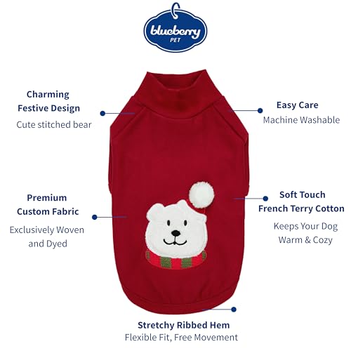 Blueberry Pet Soft & Comfy Merry Christmas Holiday Festive Bear Pullover Turtleneck Fall Winter Dog Sweatshirt Coat, Back Length 10", Warm Clothes for Small Dogs - color: Festive Bear, size: 10 inch (Pack of 1)