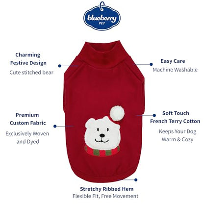 Blueberry Pet Soft & Comfy Merry Christmas Holiday Festive Bear Pullover Turtleneck Fall Winter Dog Sweatshirt Coat, Back Length 14", Warm Clothes for Medium Dogs - color: Festive Bear, size: 14 inch (Pack of 1)