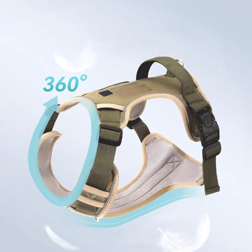 FEESHOW No Pull Escape Proof Dog Harness with Soft Padded Handle Breathable Reflective Vest for Medium Large Dogs Walking Khaki Medium - color: Khaki, size: Medium