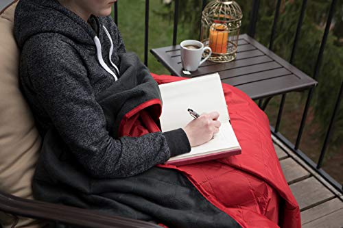 DOWN UNDER OUTDOORS Large Waterproof Windproof Extra Thick 350 GSM Quilted Fleece, or Sherpa Stadium Blanket - color: Red
