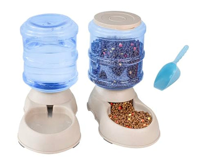 Pet Feeding Solution Automatic Cat & Dog Cafe Feeder and Water Dispenser in Set with Food Scoop - Ito Rocky 6-Meal Automatic Food Dispenser for Small/Middle Puppy and Kitten - color: Grey Feeder and Water Dispender