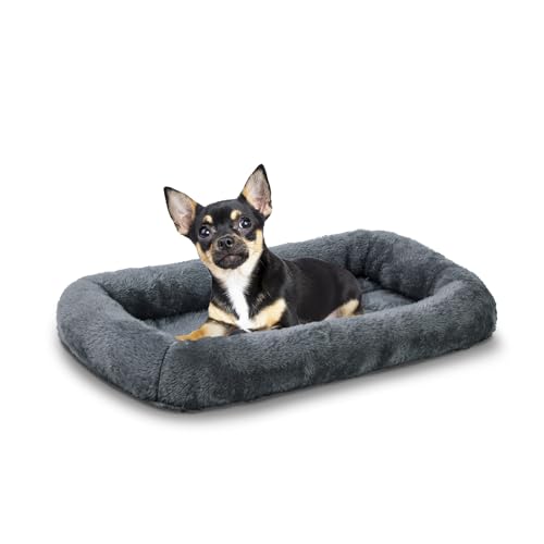 Bolster Dog Bed for Extra Small Dogs 16''x12'', Soft Warm Foam Pet Sofa Bed, Machine Washable Pet Cat Crate Mat for Toy Breeds, Dark Grey - color: Dark Grey, size: XS:16x12x2 IN