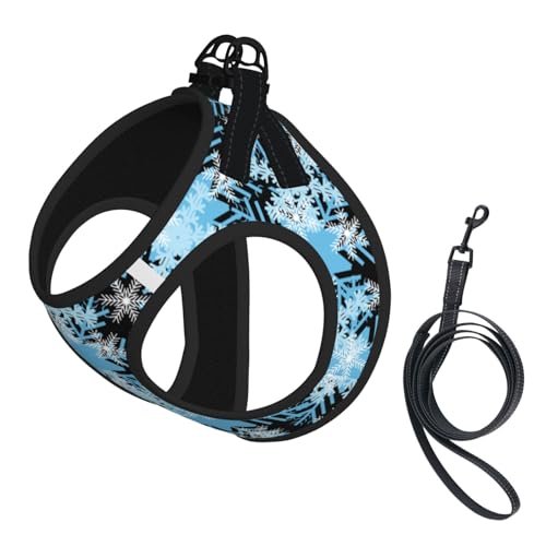 Christmas Snowflakes Blue Pet Harness Escape Proof Dog Harness Adjustable Mesh Padded Reflective Dog Vest Harness and Leash Set Small - color: Style 2, size: Small