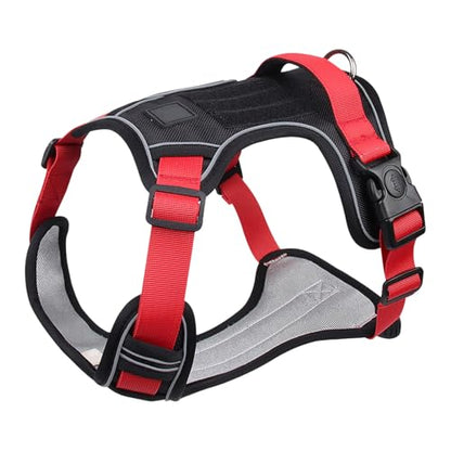 FEESHOW No Pull Escape Proof Dog Harness with Soft Padded Handle Breathable Reflective Vest for Medium Large Dogs Walking Black Medium - color: Black, size: Medium