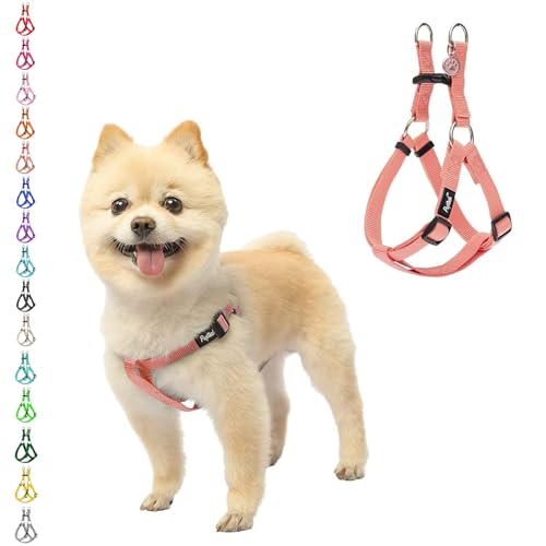 PUPTECK No Pull Dog Harness Soft Adjustable Basic Nylon Step in Puppy Vest Outdoor Walking with ID Tag, LightCoral, XS - color: LightCoral, size: X-Small
