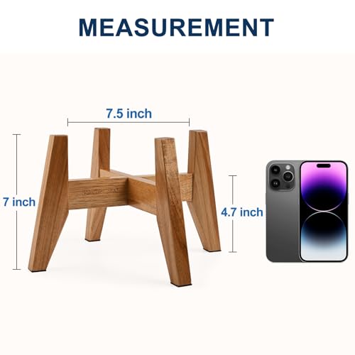 RAINBLELAND Elevated Dog Bowl Stand for Small Dogs, 7" Tall Raised Dog Bowl Stand Fits Up to 7" Bowls, Solid Acacia Wood Dog Bowl Holder, Set of 2 Wooden Dog Feeding Stands (Stand Only) - color: Small - 2 Pack
