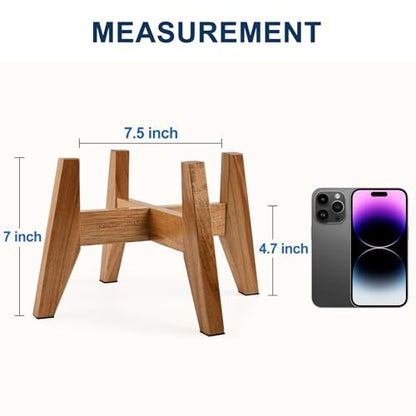 RAINBLELAND Elevated Dog Bowl Stand for Small Dogs, 7" Tall Raised Dog Bowl Stand Fits Up to 7" Bowls, Solid Acacia Wood Dog Bowl Holder, Set of 2 Wooden Dog Feeding Stands (Stand Only) - color: Small - 2 Pack