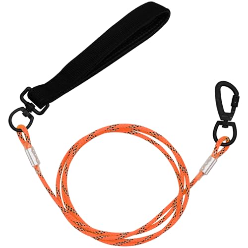 5FT Chew Proof Metal Dog Leash with Comfortable Handle, Heavy Duty Steel Cable Lead for Control Large Medium Small Dogs Walk and Train, Pet Leash with Rotate Clasp and Double Buckle (5FT,Orange) - color: 24002 Orange, size: 1/4" x 5FT