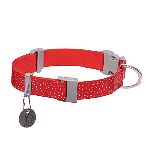 Ruffwear, Confluence Dog Collar, Waterproof Heavy Duty Quick Release Buckle, Odor-Resistant Easy Clean Adjustable TPU Webbing with & Silent ID Attachment, Red Sumac, 14"-20" - color: Red Sumac, size: 14"-20"