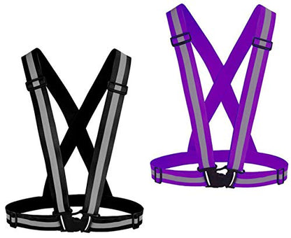 Chiwo Reflective Vest Running Gear 2Pack, High Visibility Adjustable Safety Ves for Night Cycling,Hiking, Jogging,Dog Walking - color: Blank Purple