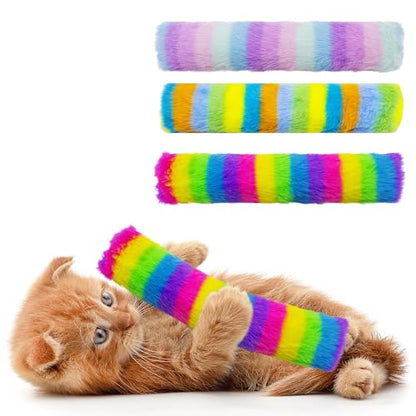 3 Pack Catnip Toys,Soft and Durable Cat Pillows Toys, Crinkle Sound Catnip Toys,Indoor Interactive Cat Kicker Toy, Companion Toys for Cats (Rainbow Set) - color: Rainbow Set