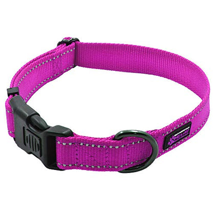 Max and Neo NEO Nylon Buckle Reflective Dog Collar - We Donate a Collar to a Dog Rescue for Every Collar Sold (Small, Pink) - color: Pink, size: Small