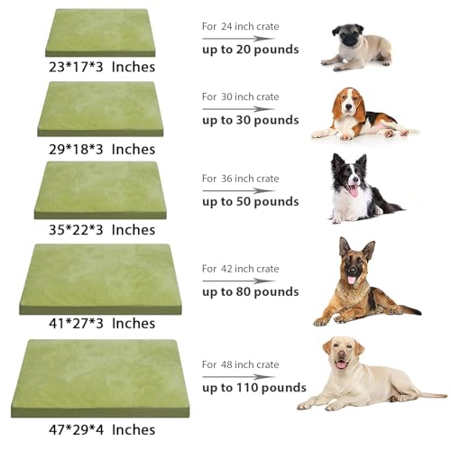 Dog Crate Bed Waterproof Deluxe Plush Dog Beds with Removable Washable Cover Anti-Slip Bottom Pet Sleeping Mattress for Large, Medium, Jumbo, Small Dogs, 29 x 18 inch, Green - color: Green, size: 29.0"L x 18.0"W x 3.0"Th