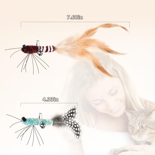 ORSDA Cat Toys, Cat Feather Toy for Indoor Cats, Replacement Teaser, Interative for Cats with Bell, Kitten Toys