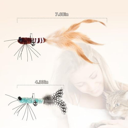 ORSDA Cat Toys, Cat Feather Toy for Indoor Cats, Replacement Teaser, Interative for Cats with Bell, Kitten Toys
