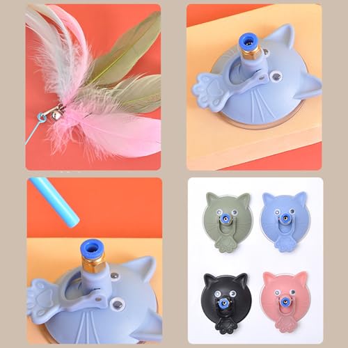 Bottone Strong Suction Cup Cats Teaser Stick Toy Chasing Interaction Teasing Feathered Wand Boredom Gift SelfPlay Teaser Toy - color: Blue