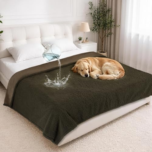 aodisman Waterproof Dog Blanket 60x80 Inches for Large Dogs, XL Leakproof Reversible Pet Blanket, Washable Furniture Cover Protector for Sofa, Couch, Fleece Cat Throw Bed Crate Kennel, Green - color: Green, size: X-Large (60x80)