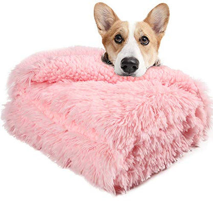 LOCHAS Luxury Fluffy Dog Blanket, Extra Soft and Warm Sherpa Fleece Pet Blankets for Dogs Cats, Plush Furry Faux Fur Puppy Throw Cover, 30''x40'' Pink - color: Pink, size: Medium(30''x40'')