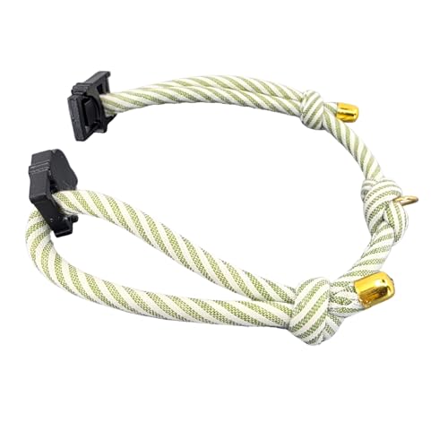 Breakaway Cat Collar – Adjustable Soft Cotton Breakaway Kitten Collar for Indoor & Outdoor Cats 6–13 Inch, Includes 2 Split Rings and Yellow Bell, Lightweight, Handmade in California (Green Stripe) - color: Green Stripe