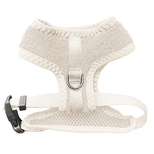 La La Pet® Cute Small Dog Harness with Velvet Leash Mesh Padded Vest Harness for Walking Small Medium Dogs and Cats (Beige, S) - color: Beige, size: S
