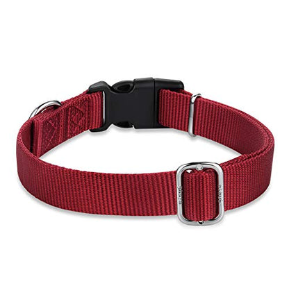 Small Dog Collar Quick-Release Red| Heavy-Duty Nylon Puppy Collar, Adjustable & Durable Pet Supplies for Boy & Girl Dogs (Small, Red) - color: Red, size: Small