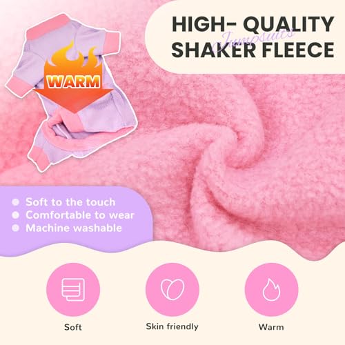 2 Pack Dog Pajamas Small Sized Dog Fleece Pajamas Cute Fleece Sweater Doggy Sweater Love Pattern Onesies for Pjs Small Valentines Clothes - color: Pink, size: Large(suggest Length of Back 14.6'')
