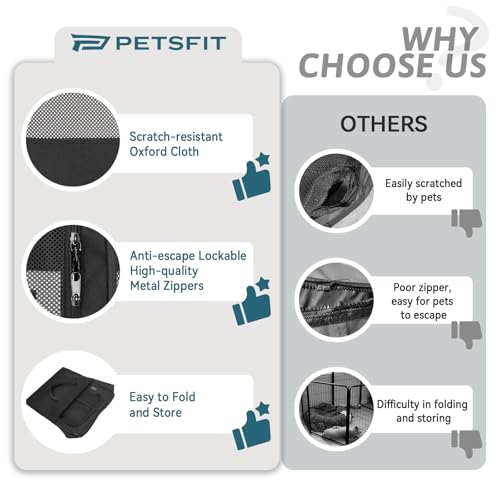 PETSFIT 45.5" Dog Playpen Indoor/Outdoor-Jump-Proof 28.5" Height with Removable Waterproof Mat & Zippered Roof | RV, Camping, Travel Dog Pen | Whelping & Cat Observation Space(45.5"L x 45.5"W x 28.5H) - color: Black