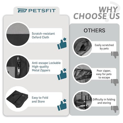PETSFIT 45.5" Dog Playpen Indoor/Outdoor-Jump-Proof 28.5" Height with Removable Waterproof Mat & Zippered Roof | RV, Camping, Travel Dog Pen | Whelping & Cat Observation Space(45.5"L x 45.5"W x 28.5H) - color: Black