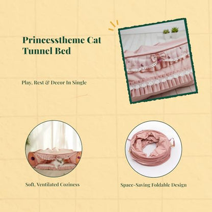 Baoblaze Cat Tunnel Bed Interactive Toy Playground Kitten Training with Removable Mat Hideout for Indoor Small Animals Pets Dogs Rabbit, Pink - color: Pink