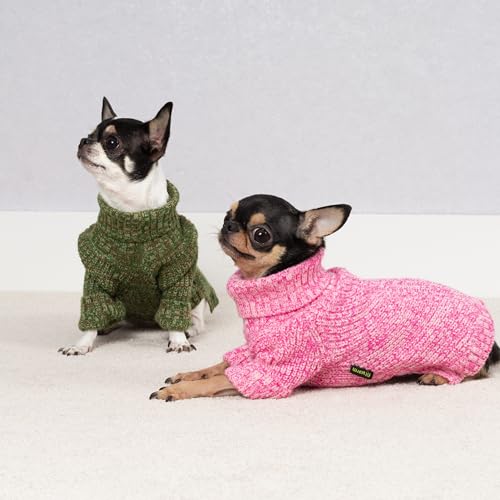 Fitwarm Knitted Turtleneck Dog Sweater, Thermal Dog Winter Clothes for Small Dogs Boy Girl, Holiday Pet Outfit, Heather Green, Small - color: Heather Green, size: Small