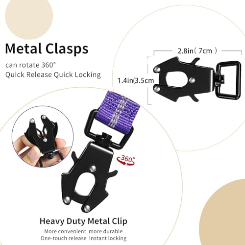 Heavy Duty Tactical Dog Leash, 4-6FT Shock Absorbing Bungee Lead with 2 Padded Handles, Metal Carabiner & Seatbelt Clip, Reflective No-Pull Leash for Medium/Large Dogs Purple - color: Purple