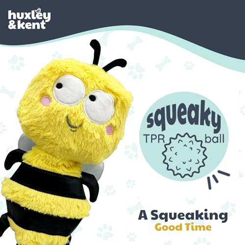 Huxley & Kent Funny Dog Toy w/Squeaker – Power Plush Squeaky Dog Toys for Small, Medium & Large Dogs – Soft Stuffed Animal for Indoor Play & Fetch - Slappies® Buzz Bee, Small - size: Small, style: Buzz Bee