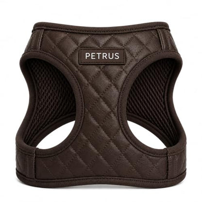 Step in Dog Cat Harness Choke Free Escape Proof Pet Vest Quilted Vegan Leather Breathable Mesh Padded for Small Medium Dogs (Chocolate Brown, Large) - color: Chocolate Brown, size: Large: Neck=12.5-14''/Chest:18-21''