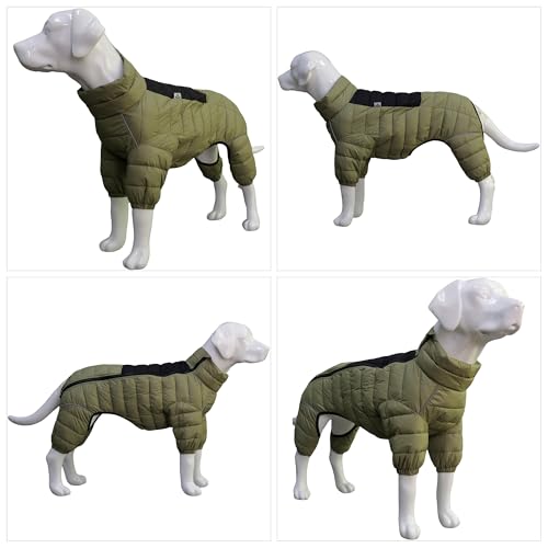 LoveLongLong Dog Coat - Warm & Waterproof Reflective Dog Jacket, Zippered & Adjustable, Olive Green, S, M, L - color: Olivegreen, size: M (12.5inch Back)