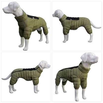 LoveLongLong Dog Coat - Warm & Waterproof Reflective Dog Jacket, Zippered & Adjustable, Olive Green, S, M, L - color: Olivegreen, size: M (12.5inch Back)