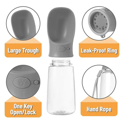 Mr. Pen- Portable Dog Water Bottle, 19 oz, Large, Leak Proof Puppy Water Dispenser with Drinking Feeder for Pets, Outdoor Walking, Hiking, Travel, Not Dishwasher Safe - color: Gray