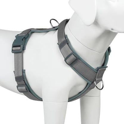 Plutus Pet No Pull Dog Harness, Adjustable Nylon Harness with Soft Padding, Reflective and Heavy Duty Dog Harness for Small, Medium, Large Dogs(Gray, XS) - color: Gray, size: XS