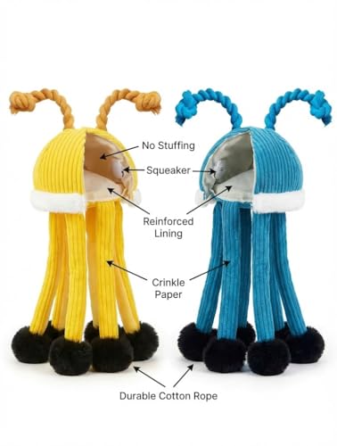Interactive Dog Toys - 2PC Squeaky & No Stuffing Dog Chew Toy, Dog Enrichment Toys - Treat Dispensing & Tug of War Dog Toy, Funny Jellyfish Dog toy to Keep Them Busy for Small Medium Large Dogs