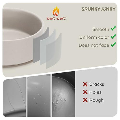 SPUNKYJUNKY 13.5OZ Ceramic Dog and Cat Bowl, Modern Cute Weighted Food Water Bowl for Replacement Grey (2 Pack) - color: Grey, size: 1.7 CUPS × 2