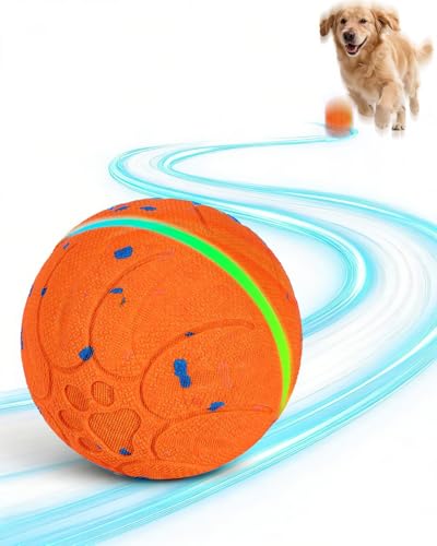 osou Smart Interactive Dog Toys, Automatic Moving Rolling Bouncing Dog Ball for Medium & Large Dog Breeds, E-TPU Durable & Waterproof, with Irregular Motion to Encourage Active Play - color: Orange