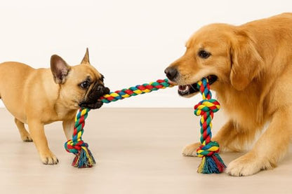 Large Tough Chew Toys for Aggressive Chewers Large Breed,Heavy Duty Dental Rope Toys Kit for Medium Dogs,5 Knots Indestructible Cotton Puppy Teething Chew Tug Toy Set of 5