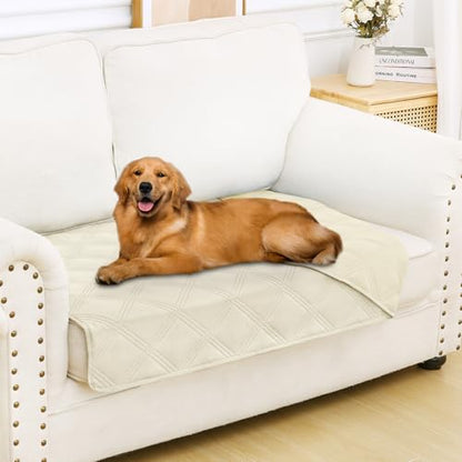 Smiry Waterproof Dog Bed Cover Blanket 30x53, Soft Reversible Pet Blanket, Washable Leakproof Cats Dogs Couch Cover for Sofa, Couch, Furniture, Beige/Beige - color: Beige/Beige, size: 30x53 Inch
