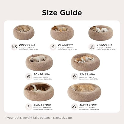 Bedsure Calming Dog Beds Large Sized Dog - Donut Washable Large Pet Bed, 36 inches Anti-Slip Round Fluffy Plush Faux Fur Dogs Bed, Fits up to 80 lbs Pets, Camel - color: Camel, size: 36"L x 36"W x 10"Th